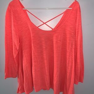 Pink quarter sleeve open back top